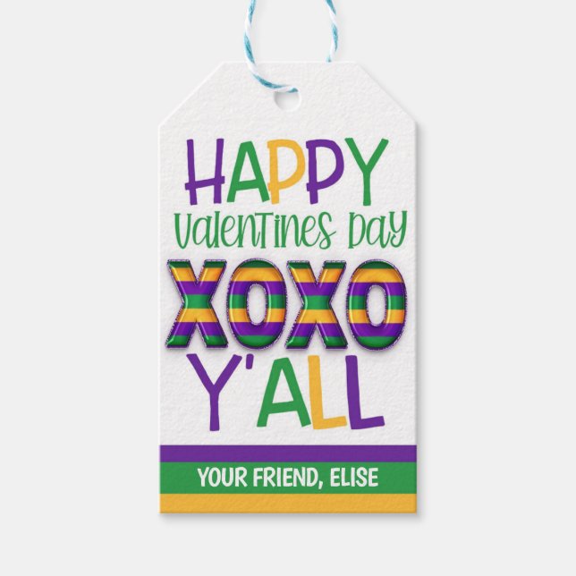Mardi Gras Valentine Favour Tag (Front)