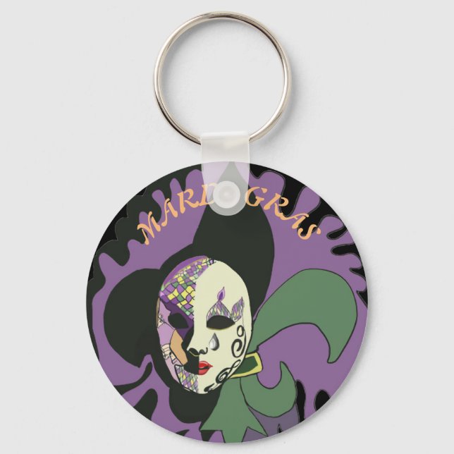 Mardi Gras Venetian Mask Colourful Key Ring (Front)