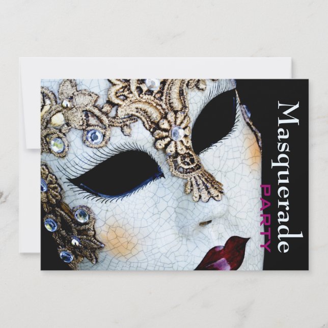 Mardi Gras Venetian Mask Masquerade Party Invite (Front)