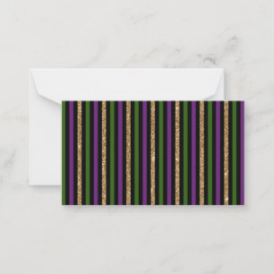 Mardi Gras Vertical Lines Golden Glitter NOLA Card