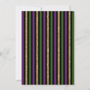 Mardi Gras Vertical Lines Golden Glitter NOLA Invitation