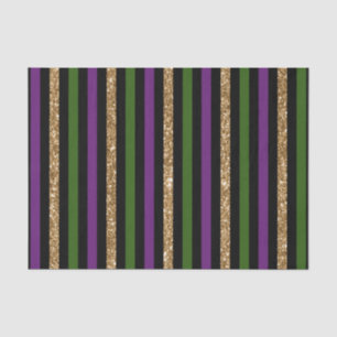 Mardi Gras Vertical Lines Golden Glitter NOLA Tissue Paper