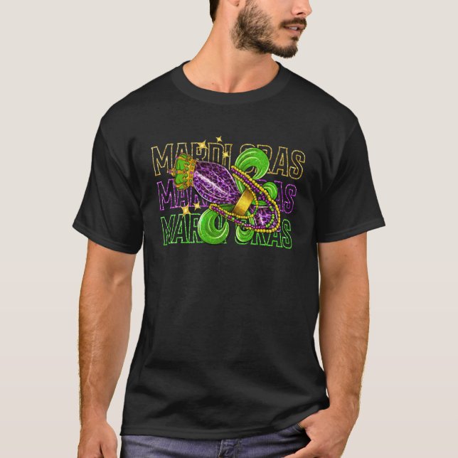 Mardi Gras Vibes Leopard Fat Tuesday Costume Festi T-Shirt (Front)