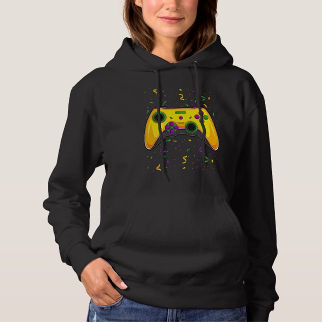 Mardi Gras Video Game Controller Jester Hat Costum Hoodie (Front)