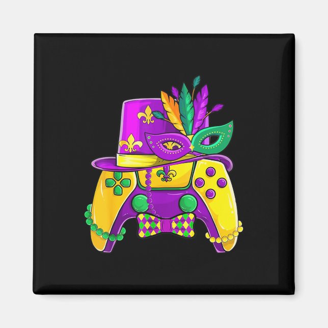 Mardi Gras Video Game Controller Jester Hat Costum Magnet (Front)
