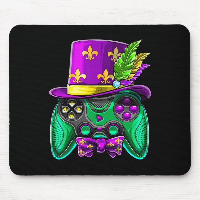 Mardi Gras Video Game Controller Jester Hat Costum Mouse Pad (Front)
