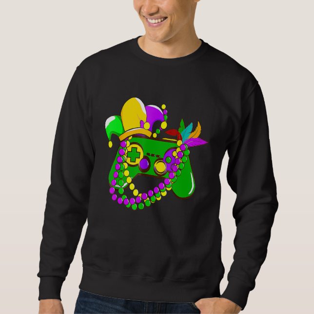 Mardi Gras Video Game Controller Jester Hat Costum Sweatshirt (Front)