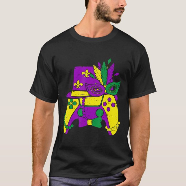 Mardi Gras Video Game Controller Jester Hat Costum T-Shirt (Front)