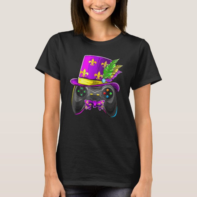Mardi Gras Video Game Controller Jester Hat Costum T-Shirt (Front)