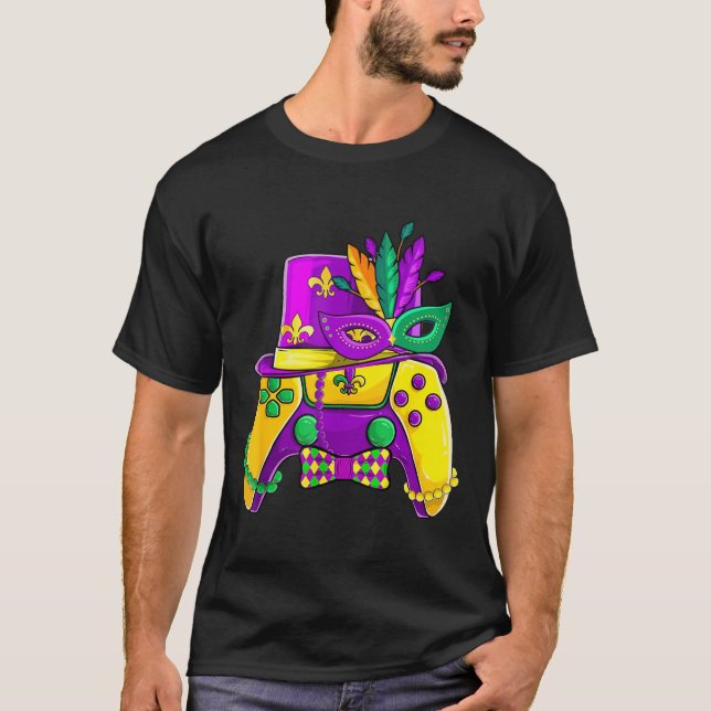Mardi Gras Video Game Controller Jester Hat Costum T-Shirt (Front)