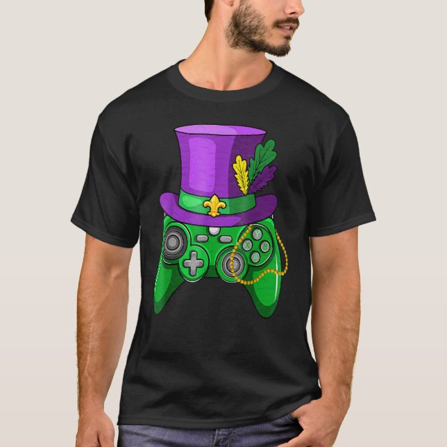 Mardi Gras Video Game Controller Jester Hat Costum T-Shirt (Front)
