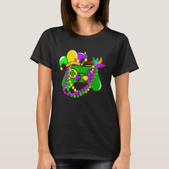 Mardi Gras Video Game Controller Jester Hat Costum T-Shirt (Front)