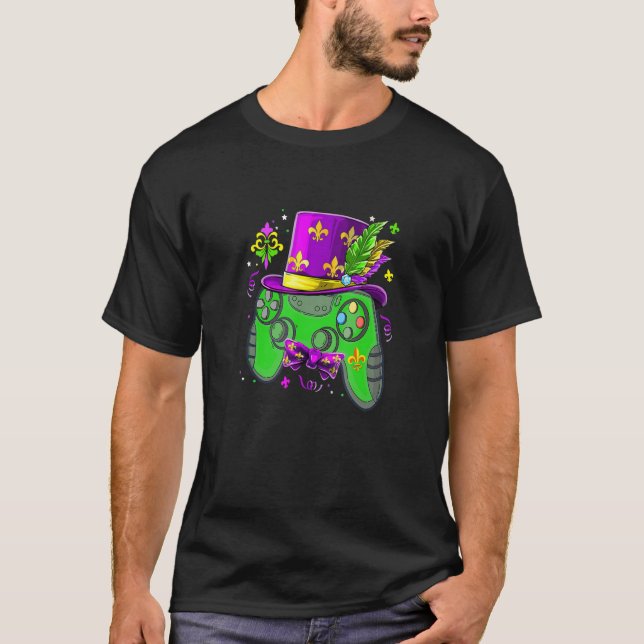 Mardi Gras Video Game Controller Jester Hat Costum T-Shirt (Front)