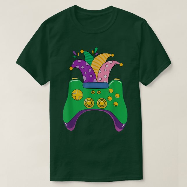 Mardi Gras Video Game Controller Jester Hat Gamer  T-Shirt (Design Front)