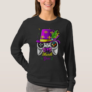 Mardi Gras Video Game Controller Jester Mask Costu T-Shirt