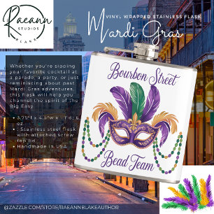 Mardi Gras Vinyl-Wrapped Stainless Steel Flask