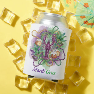 Mardi Gras Watercolor Celebration Can Cooler