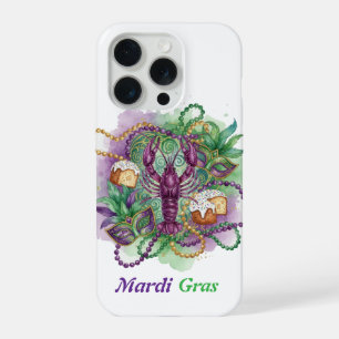 Mardi Gras Watercolor Celebration iPhone 15 Pro Case