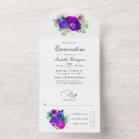 Mardi Gras Watercolor Floral Quinceañera