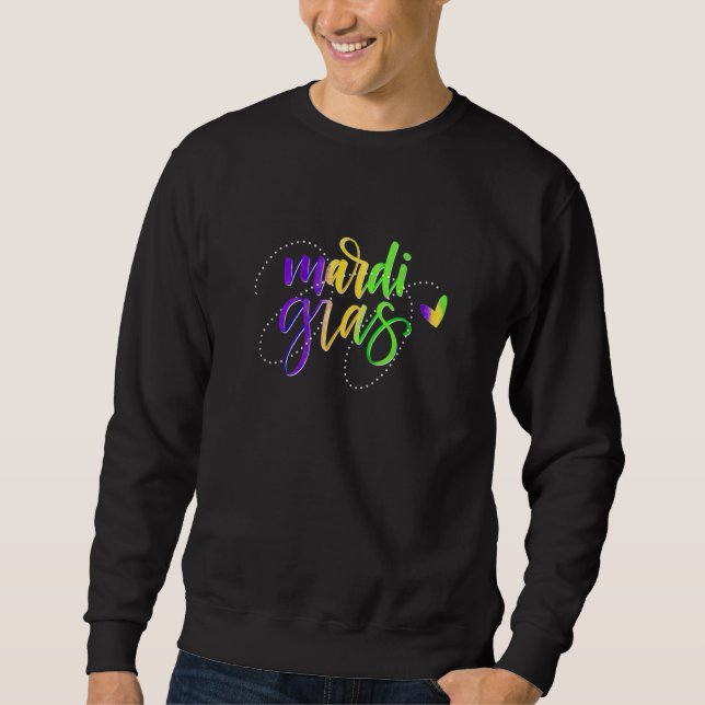 Mardi Gras Watercolor Hand Lettering Design With H Sweatshirt (Front)