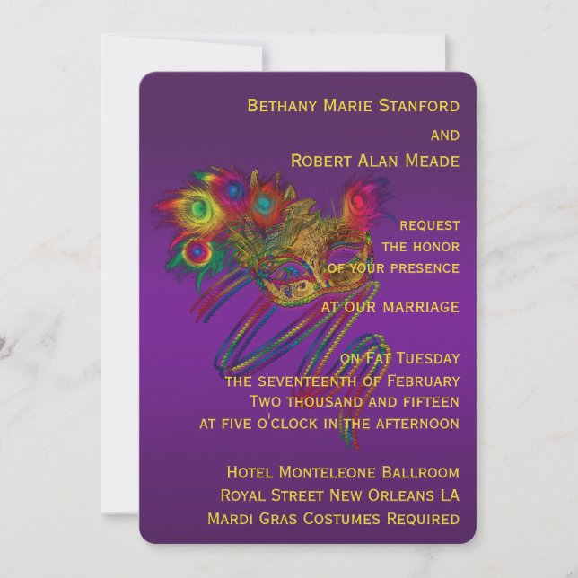 Mardi Gras Wedding Invitation (Front)