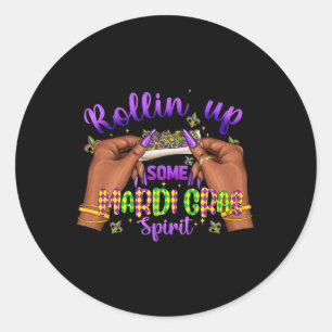 Mardi Gras Weed Rollin Up Funny Party Vibes Classic Round Sticker