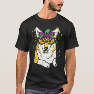 Mardi Gras Welsh Corgi Carnival Party Dog Owner T-Shirt