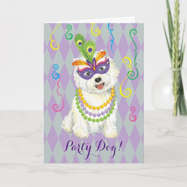 Mardi Gras Westie Card (Front)