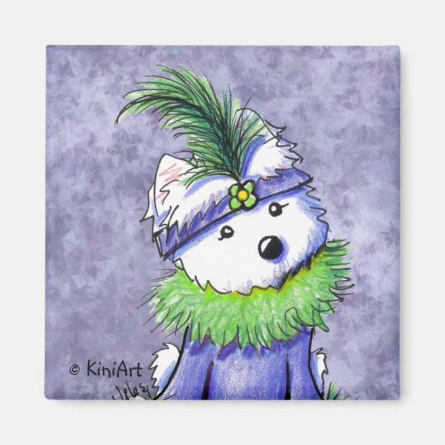 Mardi Gras Westie Magnet (Front)