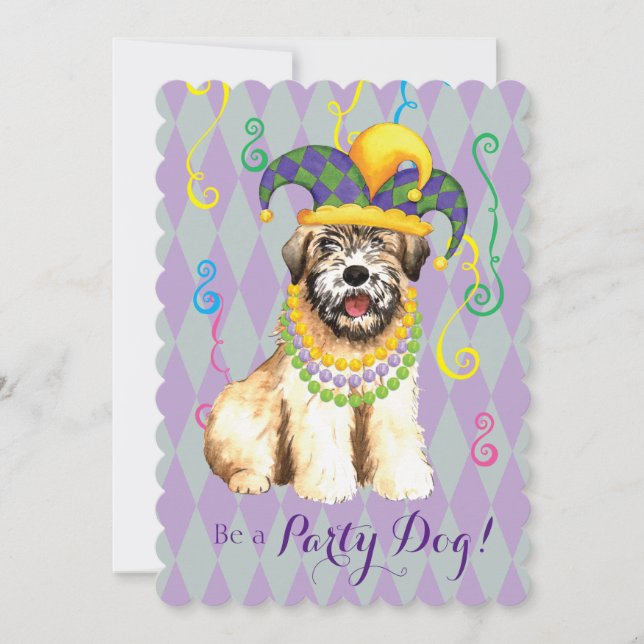 Mardi Gras Wheaten Invitation (Front)