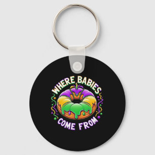 Mardi Gras Where Bybies Come From King Cake 4  Key Ring