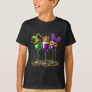 Mardi Gras Wine Gles Design– Funny Fat Tuesday Dri T-Shirt