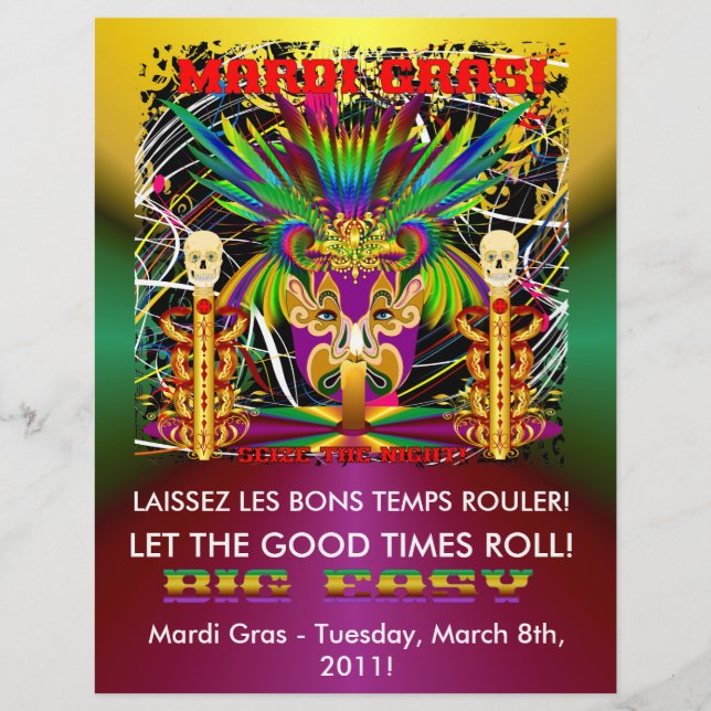 Mardi Gras Witch Doctor-Skull V-3-T Flyer (Front)