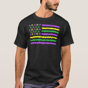 Mardi Gras With American Flag Crawfish Outfit T-Shirt