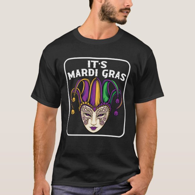 Mardi Gras Woman Jester Card Party New Orleans Fes T-Shirt (Front)
