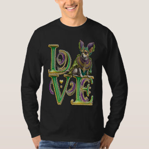 Mardi Gras Word LOVE Chihuahua Masquerade T-Shirt