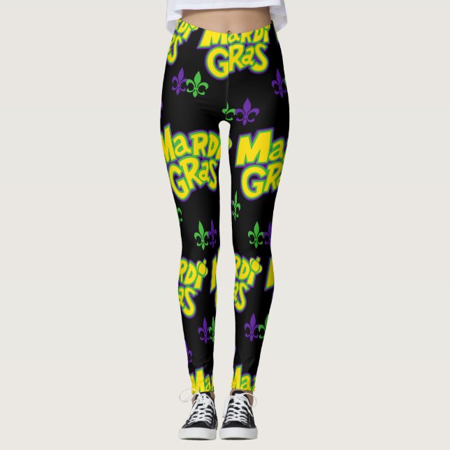 Mardi Gras  Words Leggings (Front)