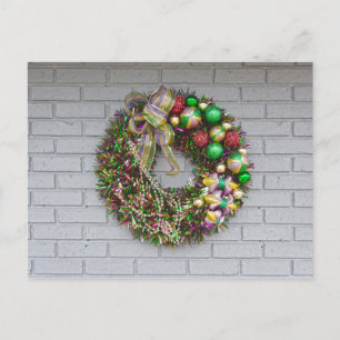 Mardi Gras Wreath Postcard