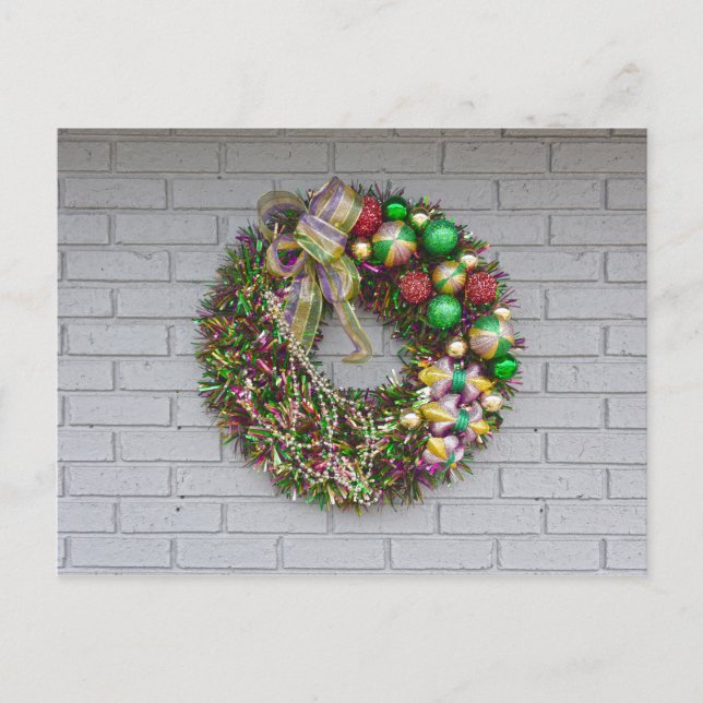 Mardi Gras Wreath Postcard (Front)