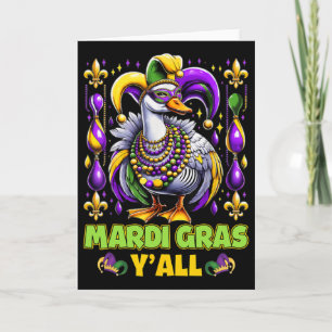 Mardi Gras Y'all Duck Fleur-de-lis Parade Carnival Card