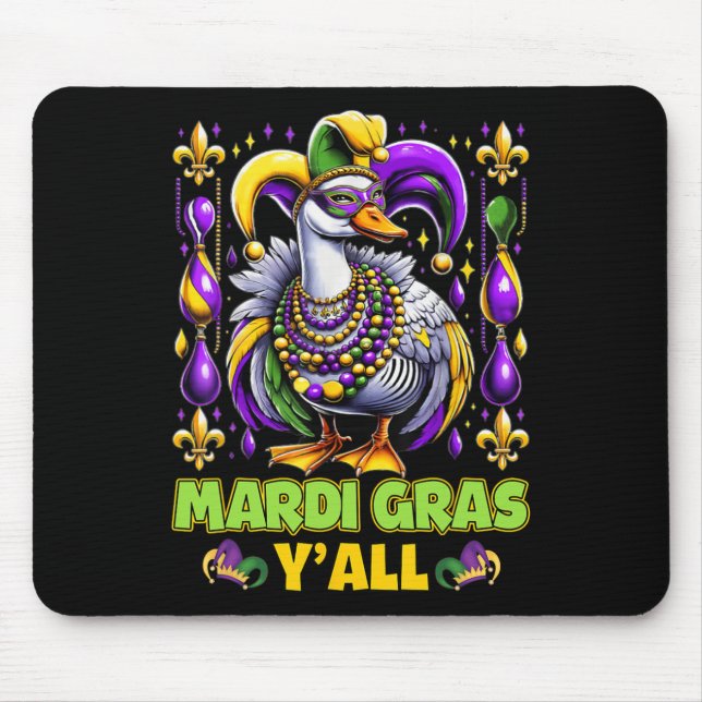 Mardi Gras Y'all Duck Fleur-de-lis Parade Carnival Mouse Pad (Front)