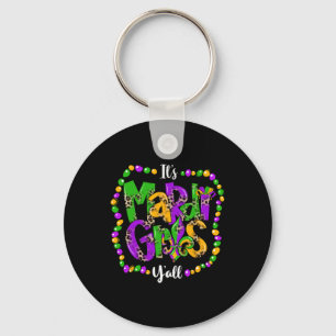 Mardi Gras Y'all Fun Cute Beads Fleur-de-lis Men W Key Ring