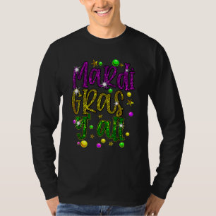 Mardi Gras Y'all Galveston Fun Cute Beads And Mask T-Shirt