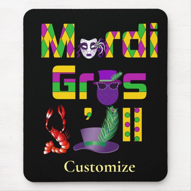 Mardi Gras Y'all Thunder_Cove Mouse Pad (Front)