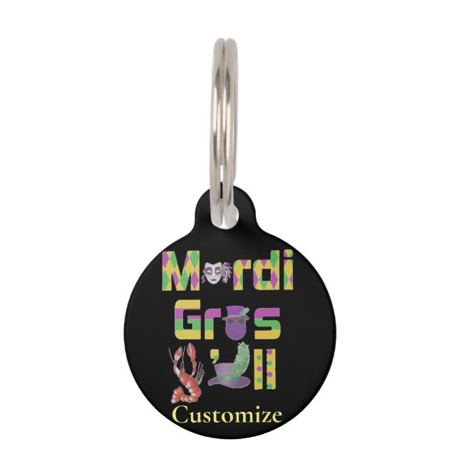 Mardi Gras Y'all Thunder_Cove Pet Tag (Front)