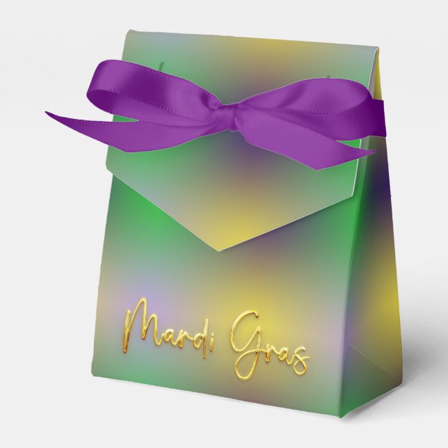 Mardi Gras Yellow, Purple, Green Favour Box (Front Side)