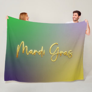 Mardi Gras Yellow, Purple, Green Fleece Blanket