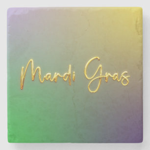 Mardi Gras Yellow, Purple, Green Stone Coaster