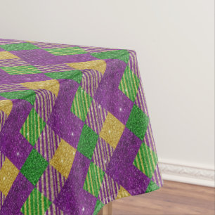 Mardi Gras Zig Zag Pattern Tablecloth