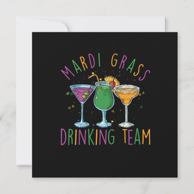Mardi Grass Drinking Team Street Party Gift Invitation (Front)